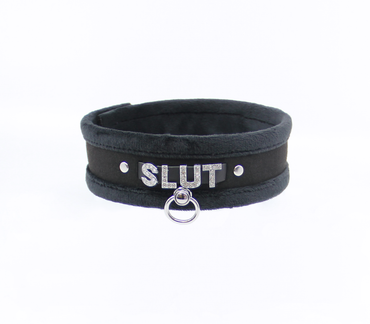 Col016C DiamantÃ© Word Collar Slut Black - Club X