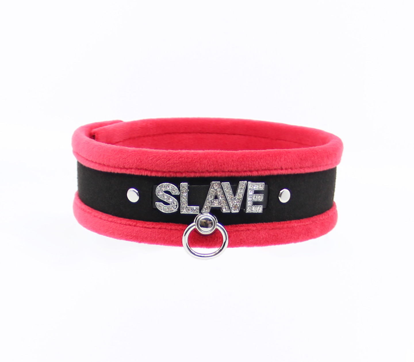 Col016B DiamantÃ© Word Collar Slave Red - Club X