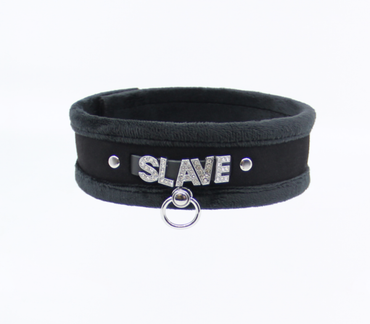 Col016B DiamantÃ© Word Collar Slave Black - Club X