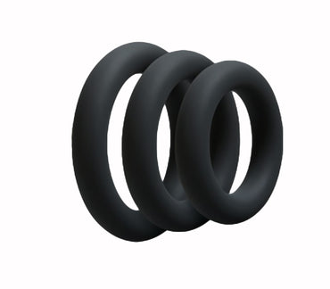 Rin027 Silicone Fat Boy Cock Ring 3 Pack Black - Club X