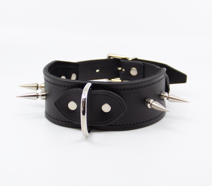 COL005 Spiked Leather Collar  - Club X