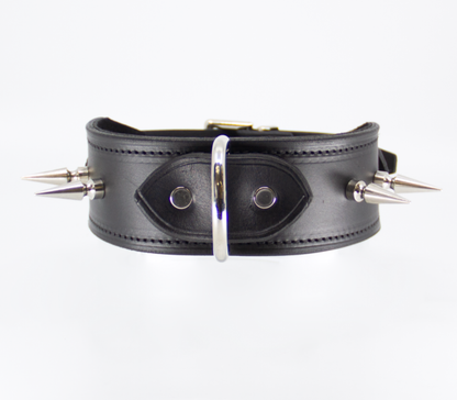 COL005 Spiked Leather Collar  - Club X