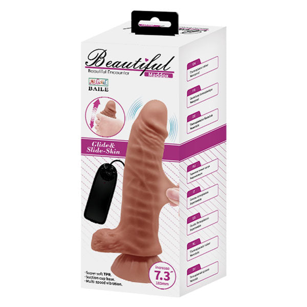 Beautiful Encounter Maddox Vibrating 7.3" Flesh Suction based Dildo - Club X