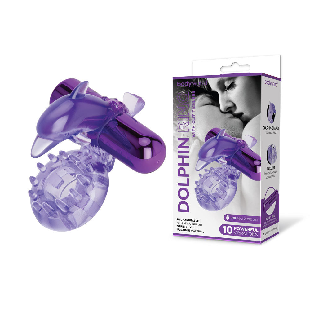 Bodywand Rechargeable Dolphin Ring with Clit Ticklers - Club X