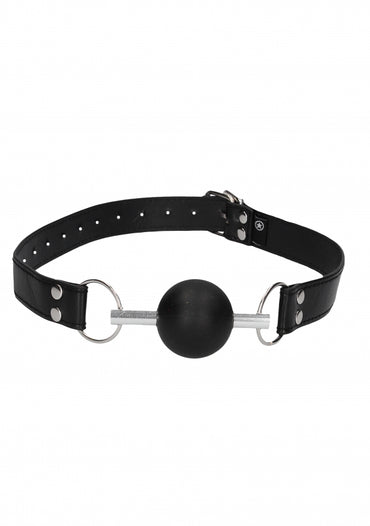 Ouch Black & White Solid Ball Gag with Bonded Leather Straps - Club X