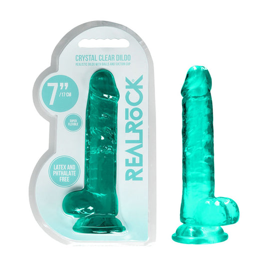 Realrock Crystal Clear 7" Turquoise Dong - Club X