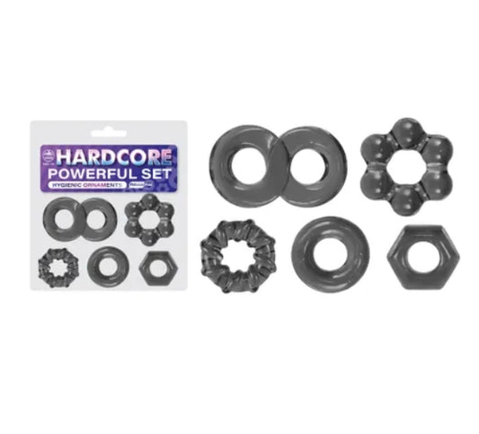 Hardcore Powerful Cock Ring set of 5