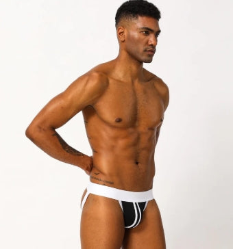 Club Jox Two Stripes Or Racing Stripes White Jockstrap - Club X