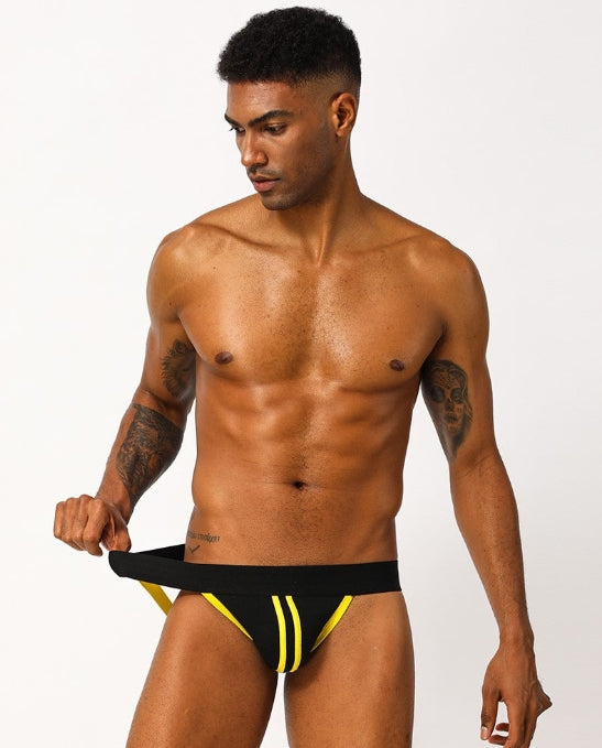 Club Jox Two Stripes Or Racing Stripes Yellow Jockstrap - Club X