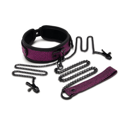 WhipSmart Dragons Lair Collar, Leash & Nipple Clips Set - Club X