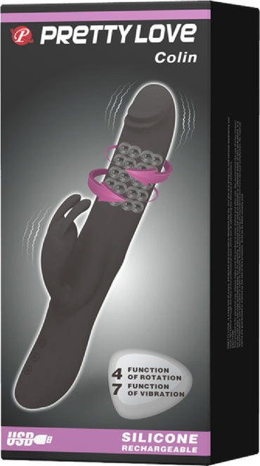 Pretty Love Rechargeable Colin Rabbit Vibrator(Black)  - Club X