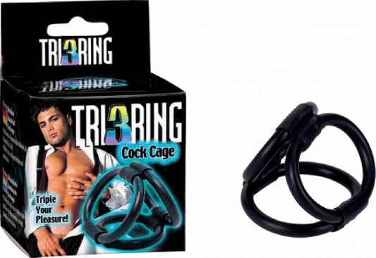 Tri 3 Ring Cock Cage (Black)  - Club X