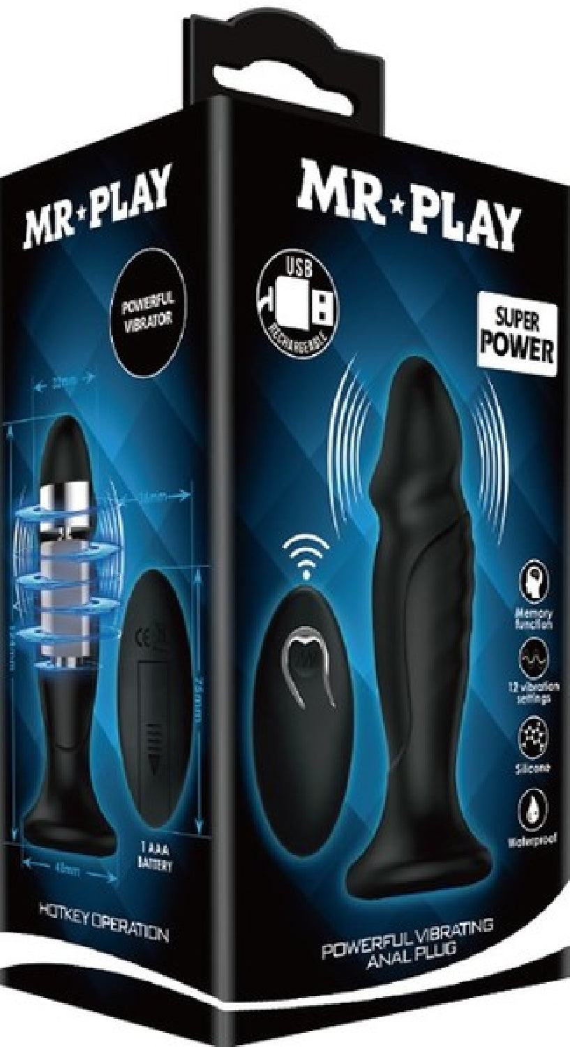 Powerful Vibrating Anal Plug (Black) Default Title - Club X